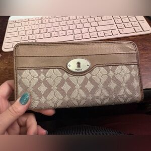 Fossil Beige/gold Women's Wallet